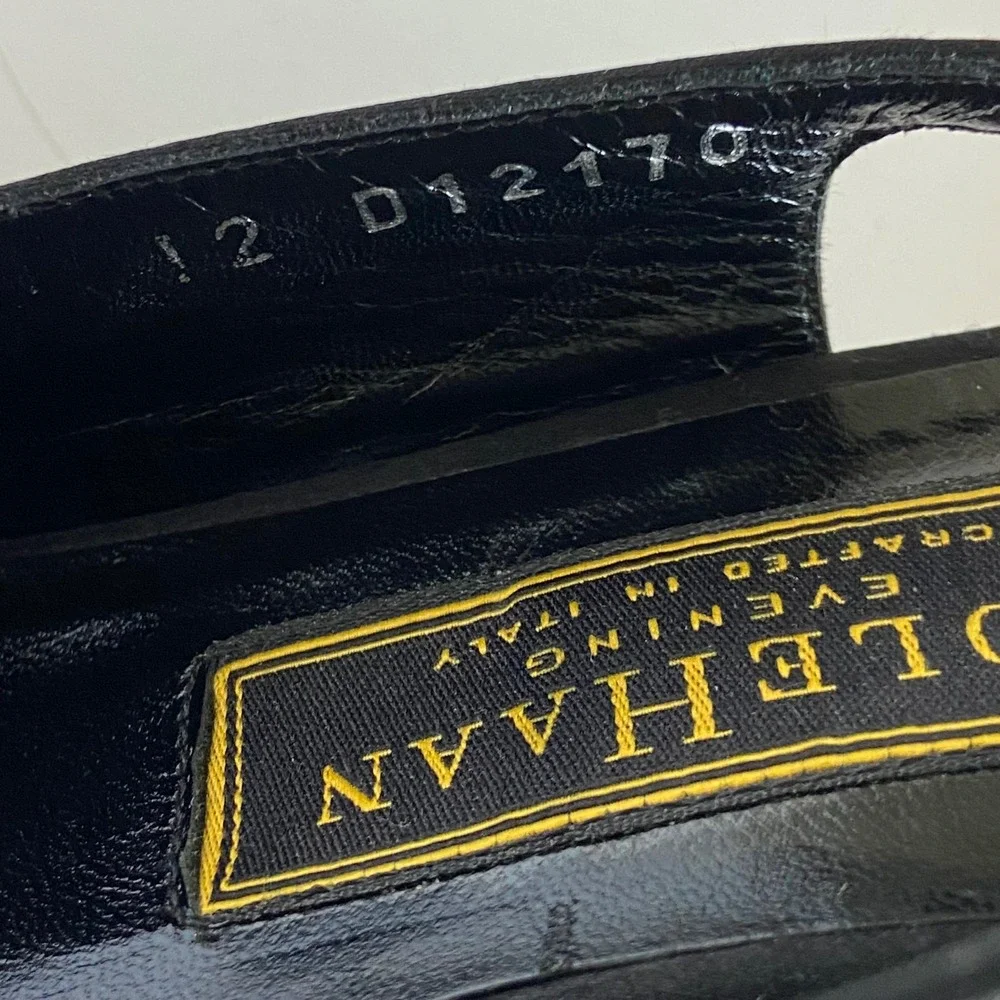 Cole Haan Evening Black Satin Slingback Pumps Pointed Toe Stiletto Heels 7.5 AA